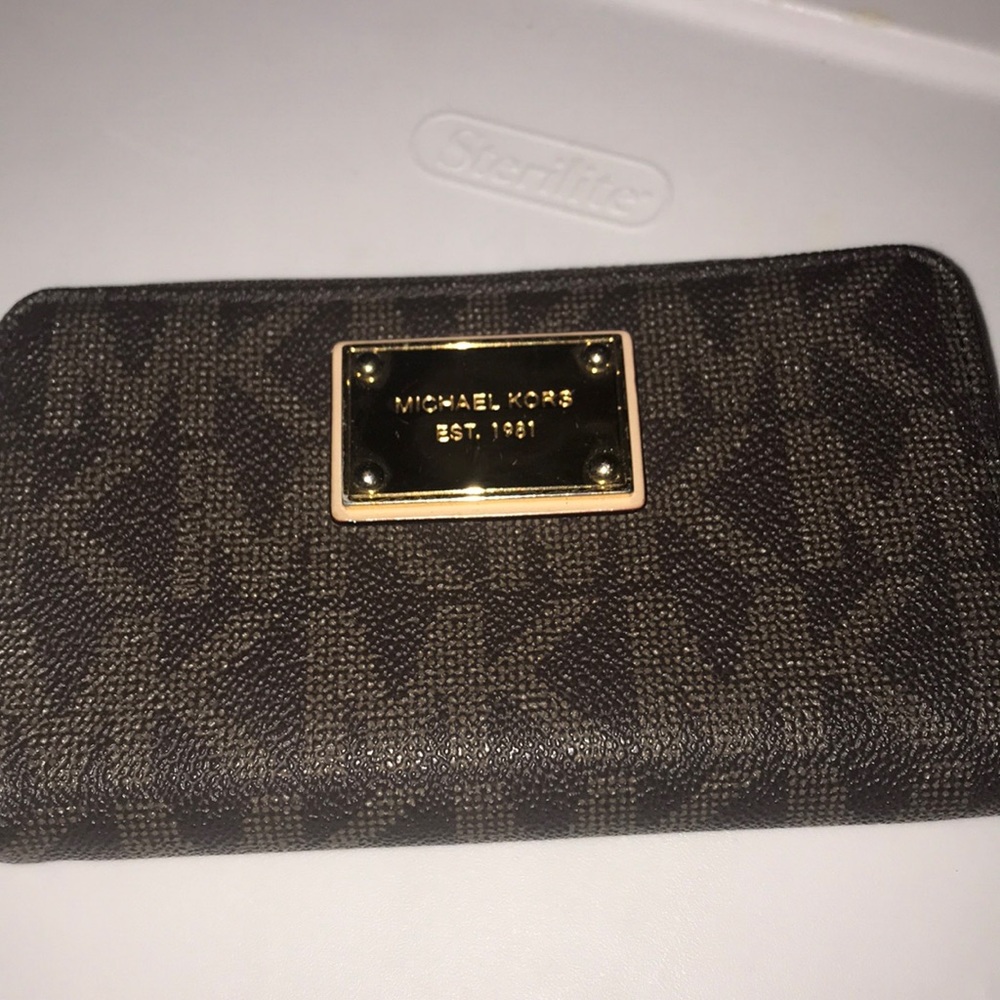 MK brown and gold wallet